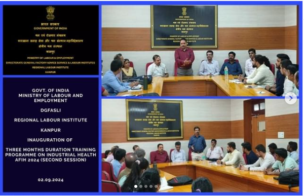 DGFASLI1's tweet photo. The second batch for the year 2024 of the 'Associate Fellow of Industrial Health (AFIH) Course' has officially been inaugurated on, 02 Sep 2024, at the Regional Labour Institute, Kanpur,
#AFIH #IndustrialHealth #DGFASLI #SafetyFirst #OccupationalHealth #WorkplaceSafety https://t.co/PI71FzY521