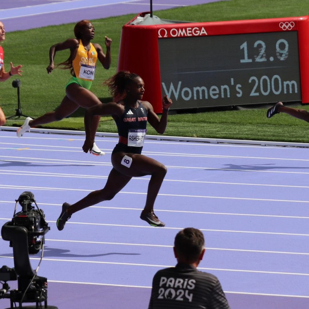 Posted <a href="/withregram/">Repost app</a> • @page93photography A little off topic, but Dina Asher-Smith in full flight qualifying for the next round.  Thanks @lens_pimp for the fab hire - more to come from this lens! #dinaashersmith #paris2024 #teamgb