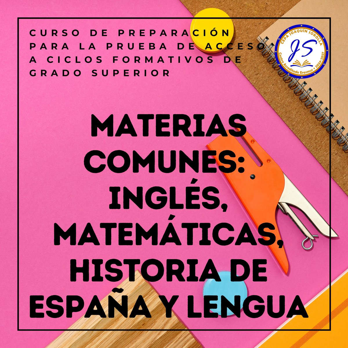 CepaSorolla's tweet photo. 📢 Matrícula Abierta para los cursos de preparación para la prueba de Acceso a Ciclos Formativos de Grado Superior‼️
Ofertamos materias comunes y TODAS las las específicas:
➡️Física y Dibujo Técnico 
➡️Geografía y Economía 
➡️Biología y Química 

Matriculate ya✅️ https://t.co/hJKwcj17Vj