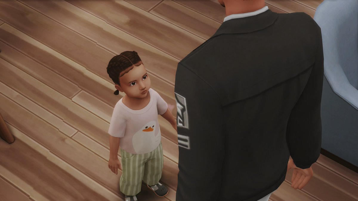 FrenchSimerToch's tweet photo. "Mom said daddy works a lot. Why you weren't there to bring me from school ?"

"Daddy has to run after the bad guys Rosie, otherwise who would put them to jail?"

"I want daddy at home *All the time*!"

#Sims4 #ShowUsYourSims https://t.co/0FIPSWlHMb