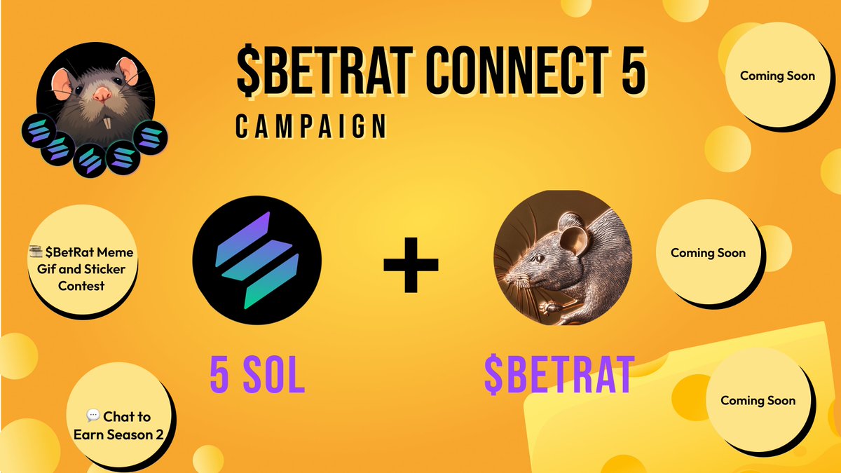 BETRAT_Official's tweet photo. 🎊Good news to all the Rat Army!!🎊

🔥Dual rewards from the Connect 5 campaign for you all ‼️ $BetRat + $SOL ‼️

🚀We will directly change the reward of Rat Points to $BetRat

😈The rewards for the entire connect 5 campaign remain unchanged: 5 SOL🔥🔥🔥🔥🔥

🖐🏻The top 5 participants who earn the most accumulated $BetRat from the five events will also be rewarded with extra 5 SOL! 😈😈😈😈😈

✈️Join our TG group and check the details of each event - https://t.co/jYe0gXqYAb

#Giveaway #Betrat #Poker #Degen #SOL #Raydium #community