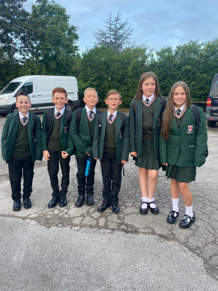 First day of High School! 
Thanks you to all staff <a href="/StTeresasRCP/">St Teresas RCP Irlam</a>  for preparing them so well. ❤️ 
Here they come!!  <a href="/StPatsRC/">St Patrick's RC High School</a>