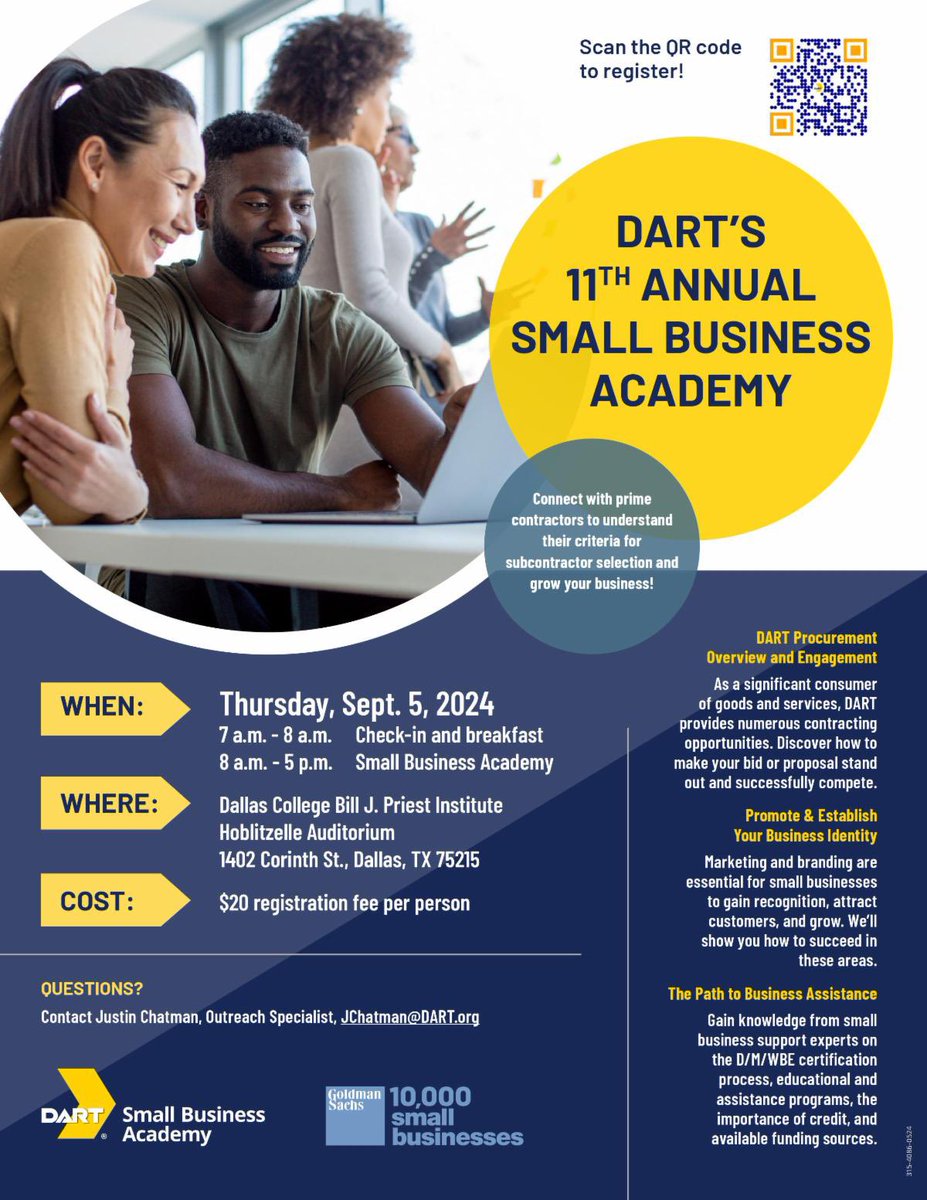 informatedfw's tweet photo. Join the 11th Annual Small Business Academy & learn how to do business with @dartmedia! π©βπ» #DARTPartner
β¨ Sep. 5, 2024 from 7 AM - 5 PM at Dallas College Bill J Priest Institute.
π² To register & learn more, visit our link in bio or https://t.co/DV0NPDyBZc.
#Dallas #FortWorth https://t.co/yZawq55fdk