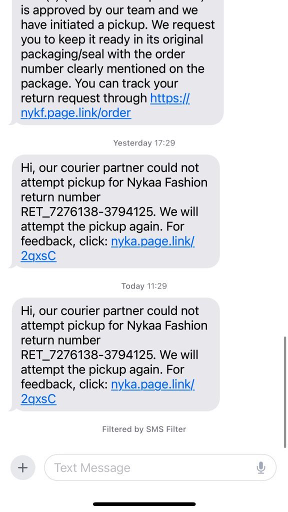 rishika_karhade's tweet photo. @nykaafashion the pick up and the customer service is the WORST. I spoke to multiple executives, they just keep on making new return requests again and again, but never take an action. Requested a return since 23rd Aug. how long will it take to resolve this issue? https://t.co/cyge1YhD3o