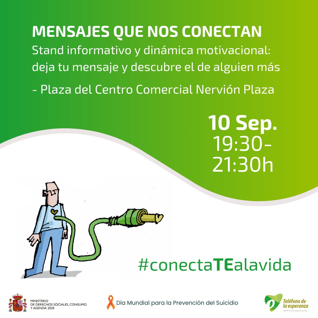 ASITES_Sevilla's tweet image. Te esperamos!  

🖌️🎨 Imagen diseñada y cedida por @netodibujante

🗓️10 de septiembre #DíaMundialparalaPrevenciónde Suicidio.
📞Si nos necesitas, llama: 717 003 717 #conectaTEalavida 

Más info: clic imagen 👇