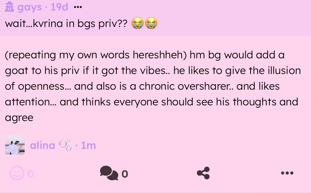 vixengyu's tweet photo. #alinasks wait…kvrina in bgs priv?? 😭😭 — (repeating my own words hereshheh) hm bg would add a goat to his priv if it got the vibes.. he likes to give the illusion of… https://t.co/XOdgFoKihM https://t.co/NazCDBE5bA