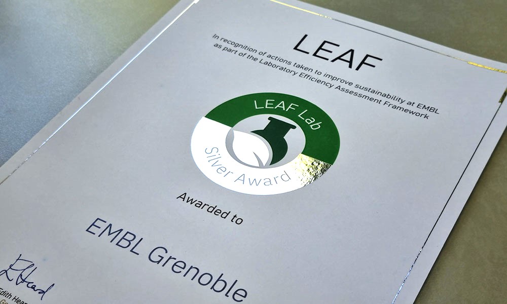 EMBL Grenoble has recently received the Silver LEAF award for the action taken to improve sustainability in the labs.

Special thanks to our staff involved!