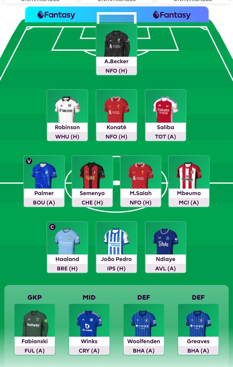 FrogFpl's tweet photo. Wildcard team with Haaland, Salah and Palmer.  Double Liverpool defence. Honestly I don’t mind it at all.
#FPLcommunity https://t.co/rWiiTFi4rh