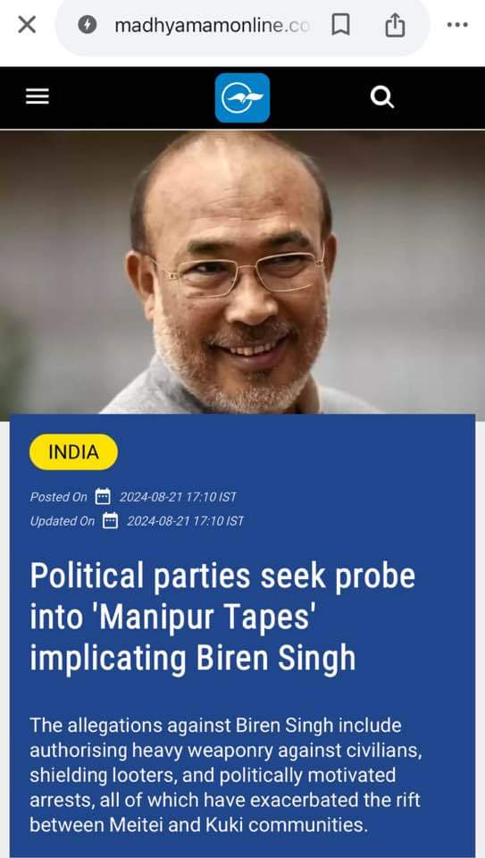 DrLamtinthangHk's tweet photo. Ethical Reports vs Ethnical Reports: follow threads...

When the tribal #Kuki_Zo said that the Meitei militia groups blessed by top Govt ruling politicians conspired and carried out ethnic cleansing on them, nobody paid attention until the infamous "ManipurTapes" of CM @NBirenSingh admitting his role in the pogrom surface in the media.

@rashtrapatibhvn @INCIndia
@savedemocracyI @adgpi @NIA_India @PIB_India @the_hindu @htTweets @thewire_in @ThePrintIndia @CNNnews18 @AltNews @VishuAdv @kclangel @ashoswai @TribalArmy @PTI_News