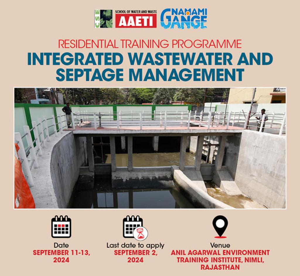 Limited seats available! 🚨 Join our 3-day residential training on Integrated Wastewater and Septage Management from September 11-13, 2024. 

Deadline extended to Sept 5th!
Sign up now: cseindia.org/integrated-was…