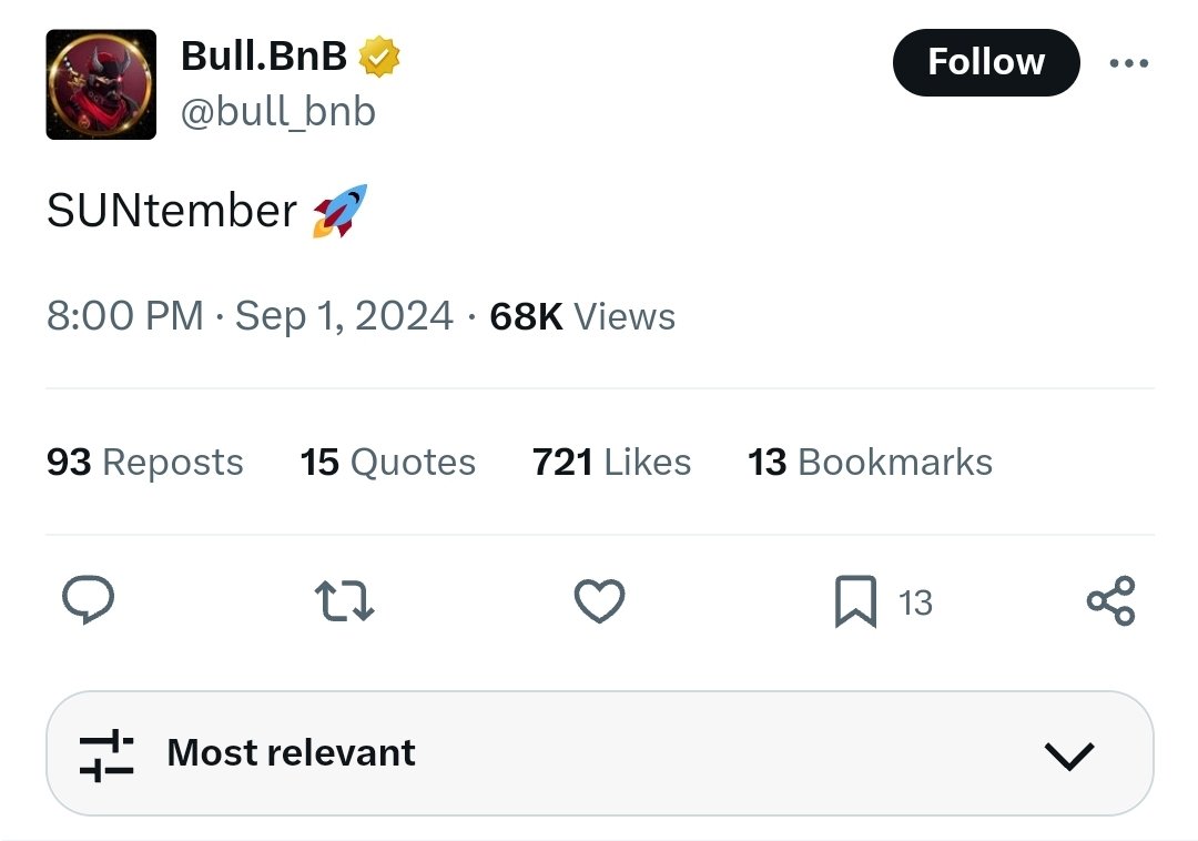 September in crypto usually means REKT &amp; BORING.. Not any more, thanks to H.H <a href="/justinsuntron/">H.E. Justin Sun 🍌</a> 😁 Here are some low cap meme GEMS with amazing teams on #TRON

#Suntember
#SUNRAT
#SUNPUNK

#Tronmemecoins #SunPumpMeme