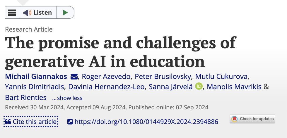 daviniahl's tweet photo. Our commentary paper on the "The promise and challenges of generative AI in education" has been just published at BIT, https://t.co/SotAH9aqHx https://t.co/bpPXeArbE7