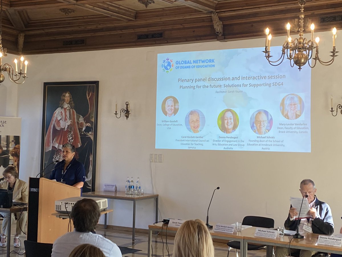 Carol Hordatt Gentles, President International  Council on Education for Teaching opens this mornings session on teacher voice. Iconic setting!