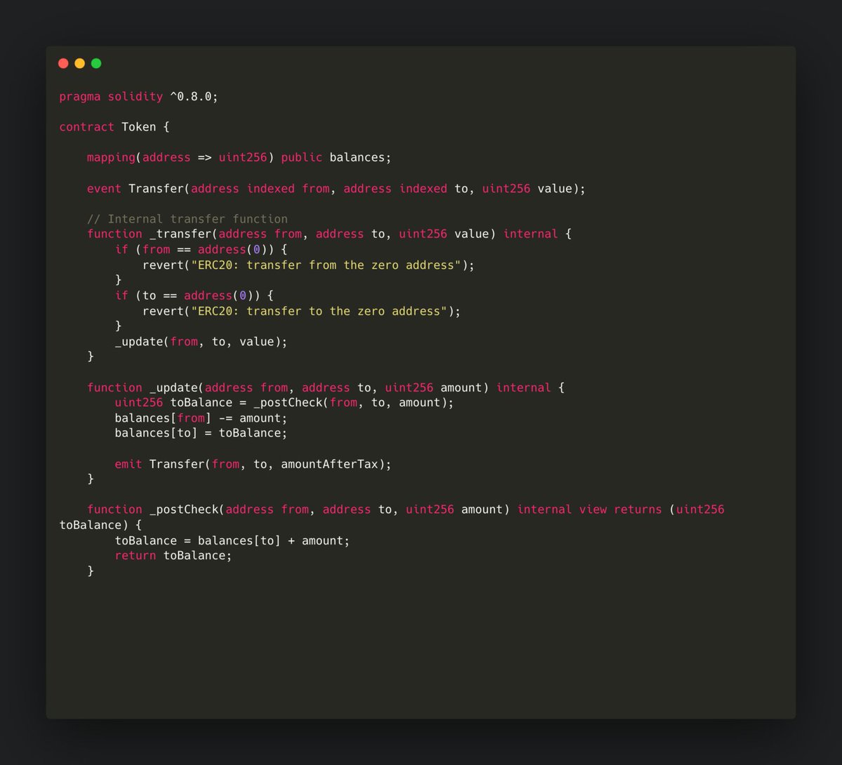 block_apex's tweet image. Can you identify the critical error in this Smart Contract function?
Block the Bug Challenge #13

A major hack led to a $4.8M loss due to a lack of input validation in a smart contract.

#BlockApex #Blockthebug #SmartContractAudit #Blockchain #Web3Security