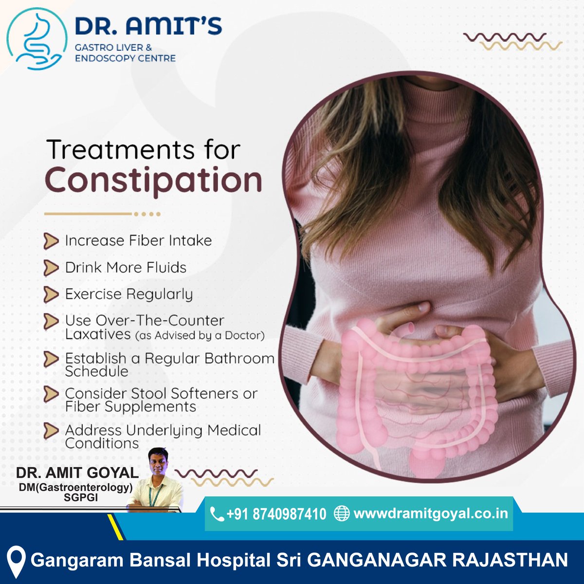 dramitgoyal24's tweet photo. ✅✅ Struggling with constipation? Here are some effective tips to find relief:

For personalized treatment and expert advice, reach out to us today!
- ☎️ Contact: +91 87409-87410
- 🌐 Visit Us: https://t.co/sbJQtiH8RD

#ConstipationRelief #DigestiveHealth #HealthyLiving https://t.co/BHs185EYyY