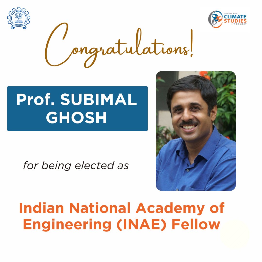Centre for Climate Studies, IIT Bombay (@climateiitb) on Twitter photo Heartiest Congratulations to <a href="/ClimateIITB/">Centre for Climate Studies, IIT Bombay</a> Convener for being elected as an INAE Fellow.🥳👏💐 Heartiest Congratulations to <a href="/ClimateIITB/">Centre for Climate Studies, IIT Bombay</a> Convener for being elected as an INAE Fellow.🥳👏💐