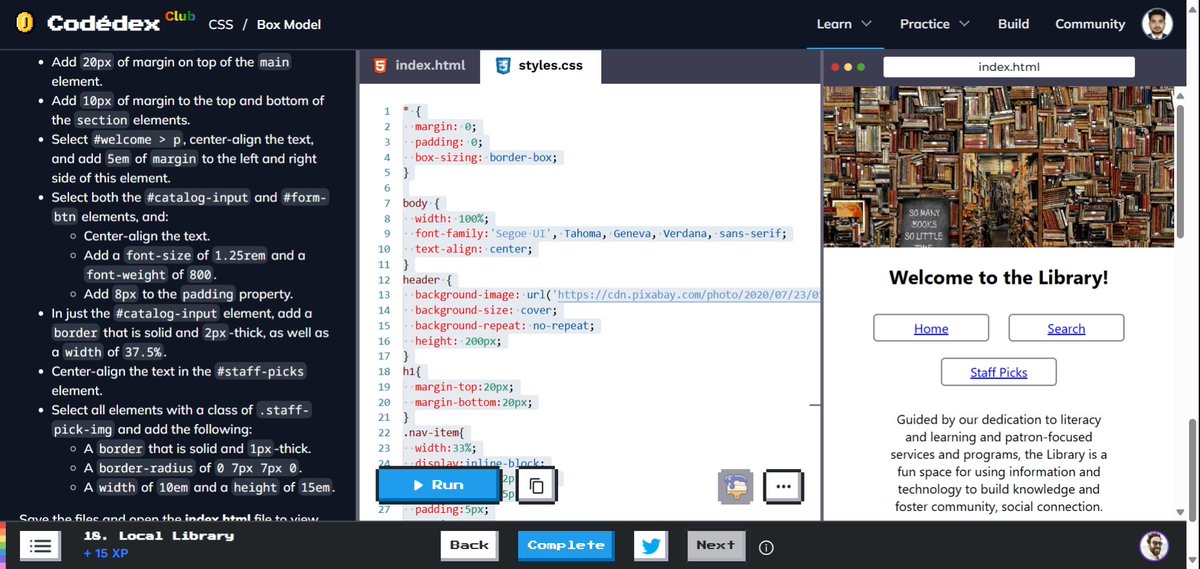 KRISGAMING16's tweet image. Local Library 📚 #CodédexLocalLibrary @codedex_io 
“Unlocking Knowledge: Just Finished a Fascinating Lesson by making Local Library from Codedex! 📚🔓”
#LearnToCode #learning #CSS #webdev #WebsiteDevelopment #code #developer