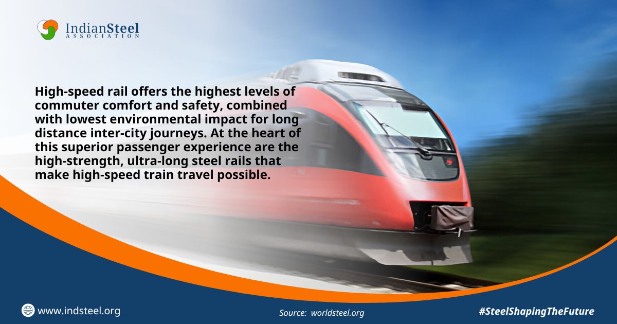 steel_indian's tweet photo. The 320 kph plus speeds that high-speed trains hit, put incredible demands on their system’s steel rails, with the highest quality manufacturing required to ensure they can endure the resulting wear, impact and fatigue resistance.

#steelshapingthefuture #steelinrail https://t.co/lItvPzEobY