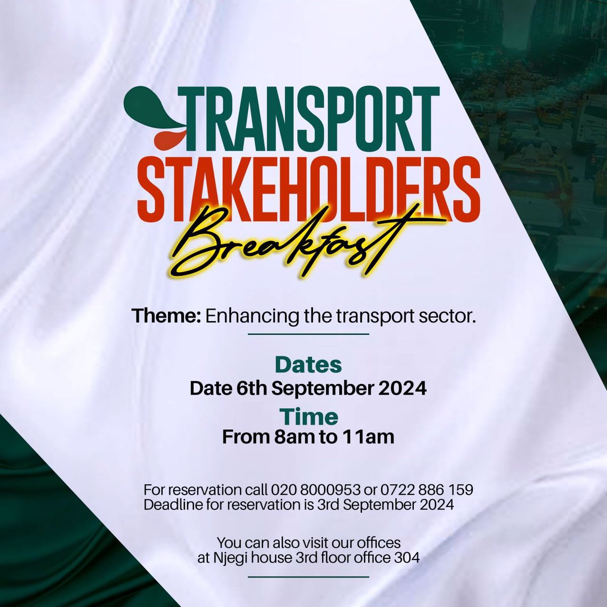 loddca's tweet photo. Are you a Transport stakeholder? Don't be left behind this Friday. Reservation ends today. @AhmedFarah__ @EdenTrucks1 @MololineLtd @mojaexpressway @AAKenya @kenya_chamber @DirectlineKenya @RSF_2020 @karugawanjuguna @giz_gmbh @KenTrade_G2B @KenyaGovernors @KRA_Customs @DjSoxxy https://t.co/8b9WuYJ41I