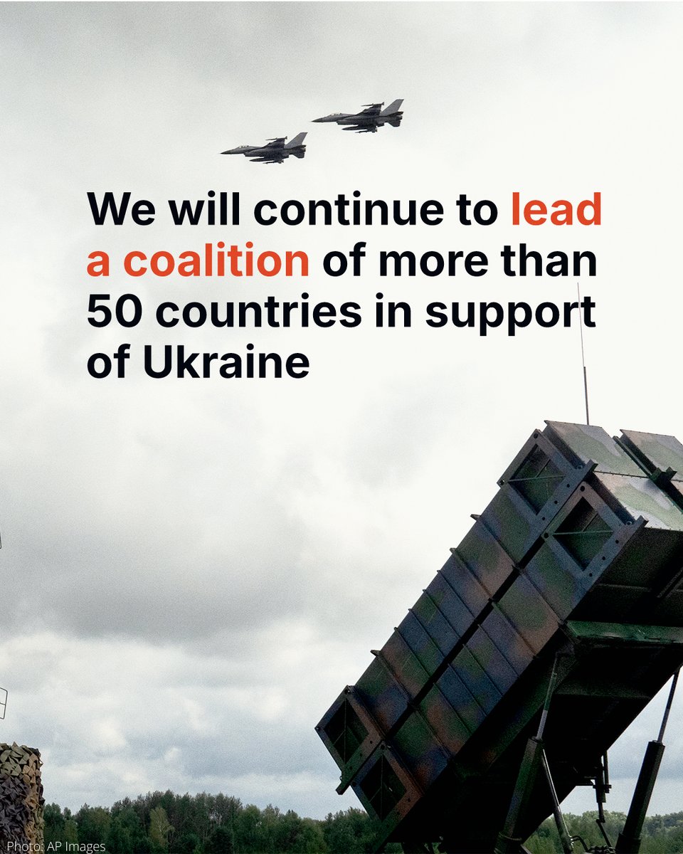 USNATO's tweet image. The United States will stand with the people of Ukraine until they prevail.

“Russia will never succeed in Ukraine, and the spirit of the Ukrainian people will never be broken,&quot; - @POTUS 

Together with our Allies, we have provided Ukraine with the equipment for five additional…