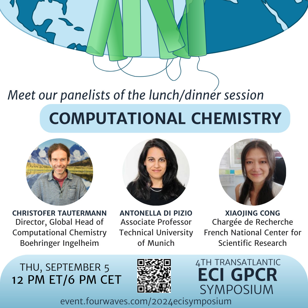 Computational power has tremendously advanced the #GPCR field. Therefore, a Computational Chemistry Lunch/Dinner Session is a must at the #4thTransatlantic_ECI_GPCR Symposium. We are excited to announce the three computational chemistry panelists of this year’s #symposium.