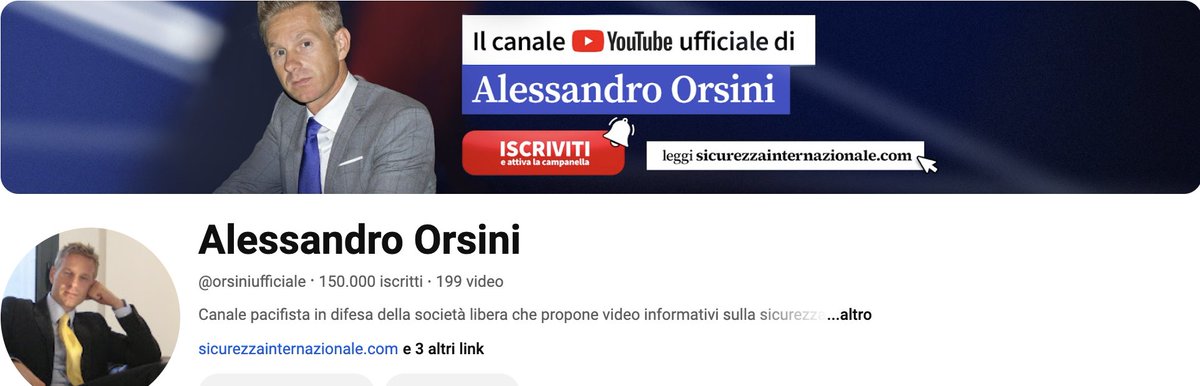 orsiniufficiale's tweet photo. 150.000 iscritti al mio canale YouTube. Grazie di quest'affetto e di questa stima. I miei video non hanno pubblicità per una mia scelta. Mi è stata offerta la possibilità di inserirle per monetizzare, ma ho rifiutato. Ho aperto questo canale per restituire un po' dell'affetto che ricevo da tante persone. Sabato 7 settembre alle 16 firmerò le copie del mio ultimo libro alla festa del Fatto quotidiano a Roma, casa del Jazz, Viale di Porta Ardeatina 55. Alle 17 parlerò di guerre con Jeffrey Sachs e Elena Basile. 
Qui il programma della festa del Fatto: https://t.co/XWComoJSVf
Qui il mio canale youtube: https://t.co/gJNZOTYmrt