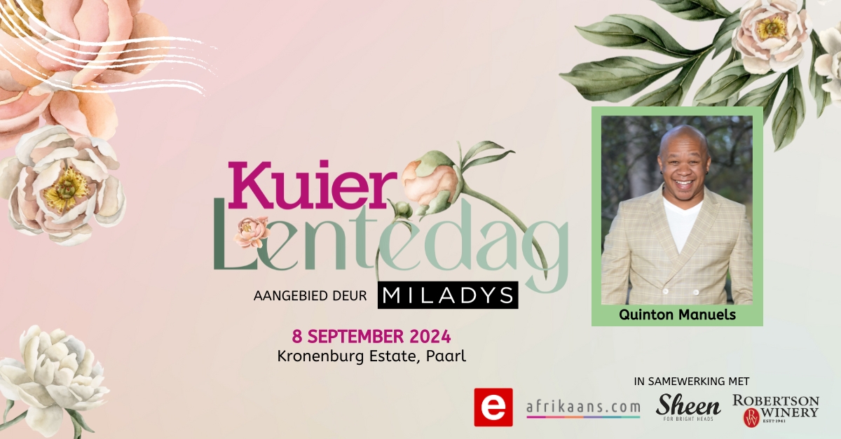Kuier Lentedag is hierdie Sondag 8 September, en ons kan nie wag om die Kaapse komediant en musikant Quinton Manuels daar te hê as ons MC vir die dag nie! #KuierLentedag2024 word aangebied saam met Milady’s en e.tv.