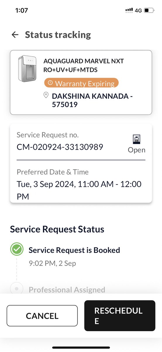 poolany's tweet image. Reinstalling service requested for 11 am , till now engineer is not assigned @EurekaForbes