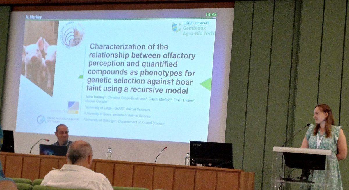 Nicolas Gengler (@nicogengler) on Twitter photo #eaap continuing with another excellent presentation by Alice Markey a collaboration <a href="/AgroBioTech/">Gembloux Agro-Bio Tech</a> <a href="/UniversiteLiege/">Université de Liège</a> with <a href="/UniBonn/">Rheinische Friedrich-Wilhelms-Universität Bonn</a> <a href="/uniGoettingen/">Uni Göttingen</a>
integrating sensory studies, genetics and recursive models detecting that boar taint is not only skatole and androstenone 😉 #eaap continuing with another excellent presentation by Alice Markey a collaboration <a href="/AgroBioTech/">Gembloux Agro-Bio Tech</a> <a href="/UniversiteLiege/">Université de Liège</a> with <a href="/UniBonn/">Rheinische Friedrich-Wilhelms-Universität Bonn</a> <a href="/uniGoettingen/">Uni Göttingen</a>
integrating sensory studies, genetics and recursive models detecting that boar taint is not only skatole and androstenone 😉