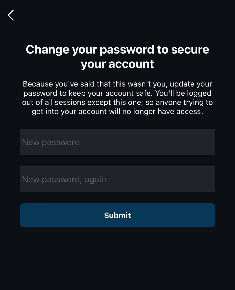 jessM_s's tweet photo. @instagram hi my friend can’t get into his account and it’s asking to re-set the password, he enters the new password but it won’t go past this page? Can you help please? @instagram https://t.co/guLiFncpou