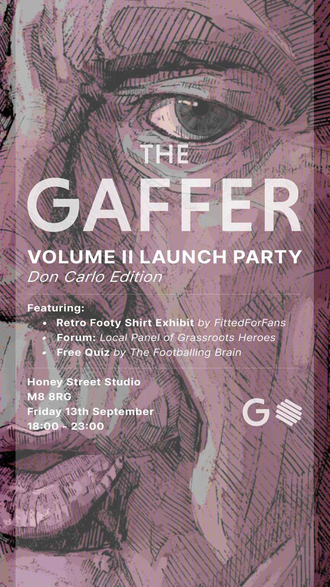 🎉 The Gaffer Issue Two Launch Party is here! 🎉

Join us at Honey Street Studio for a Don Carlo-themed night with a football shirt pop-up by <a href="/FittedForFans/">FittedForFans</a>, a free quiz with prizes by <a href="/The_FootyBrain/">The Footballing Brain</a>, grassroots legends on the panel, and plenty of booze and tunes. 🍻🎶

Get your