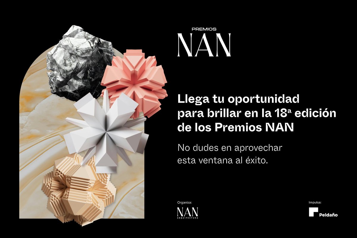 🏆¡Hoy arrancan los #PremiosNAN2024 a los Mejores Proyectos de #Arquitectura y Materiales de #Construcción! 

✍️Presenta tu candidatura antes del 2 de octubre a través de peldano.typeform.com/to/fSI5stHV

🤝Esta convocatoria cuenta con el impulso de <a href="/somospeldano/">Peldaño</a> y el apoyo del <a href="/CSCAE/">CSCAE</a>