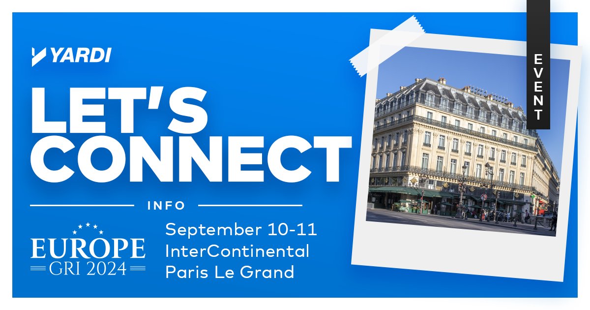 #FR - Join <a href="/Yardi/">YARDI</a> at Europe GRI 2024 on September 10-11 in Paris! Meet with #TeamYardi and see how our unified property management technology can help you improve relations, increase efficiency and reduce complexities with automation.