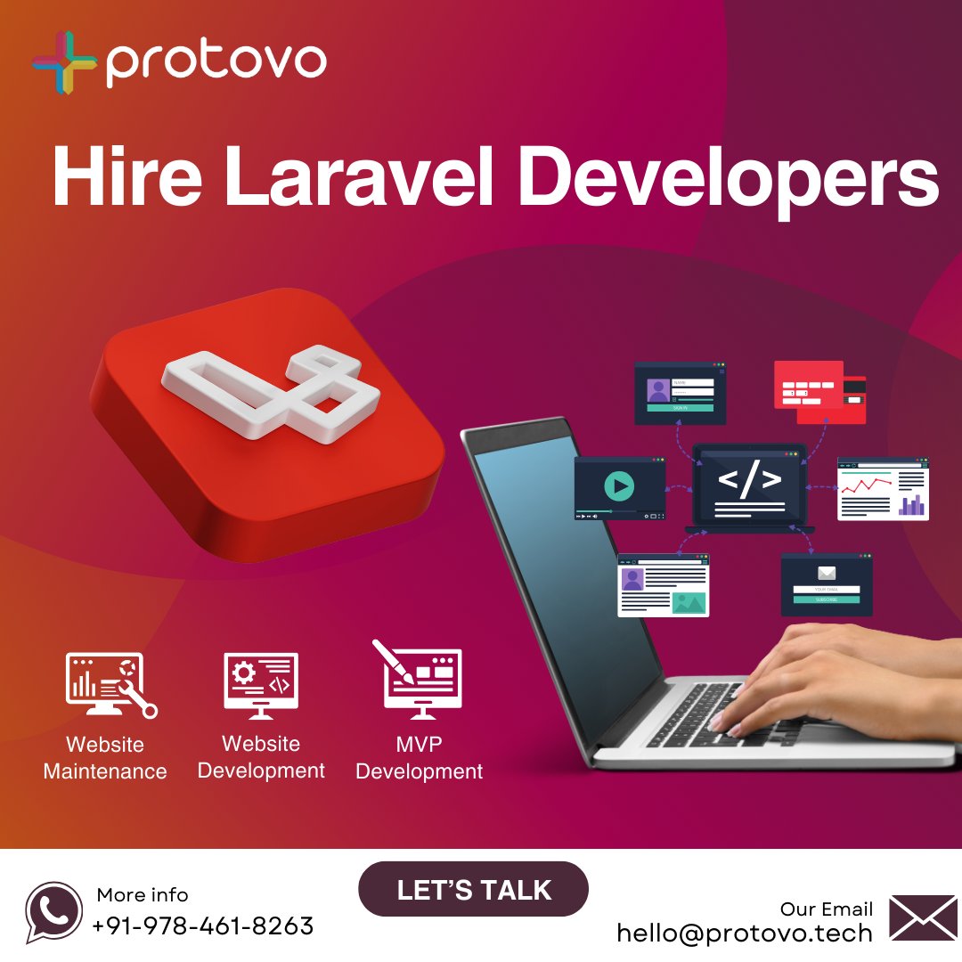 ProtovoSolution's tweet image. From seamless website development and ongoing maintenance to building robust MVPs.
Hire Now!
Website - protovosolutions.com
Email - hello@protovo.tech
Whatsapp - +91-978-461-8263
#LaravelDevelopment #HireLaravelDevelopers #WebDevelopment #WebsiteMaintenance #MVPDevelopment
