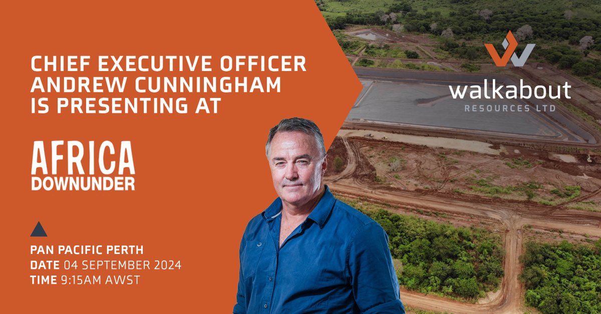 Walkabout Resources (@walkaboutres) on Twitter photo We’re excited to be attending #AfricaDownUnder again this year!
#WKT’s CEO, Andrew Cunningham, is speaking at 9:15AM tomorrow, delivering an update on <a href="/LindiJumbo/">Lindi Jumbo</a> - poised to be the highest margin producing graphite mine globally at full production. We’re excited to be attending #AfricaDownUnder again this year!
#WKT’s CEO, Andrew Cunningham, is speaking at 9:15AM tomorrow, delivering an update on <a href="/LindiJumbo/">Lindi Jumbo</a> - poised to be the highest margin producing graphite mine globally at full production.