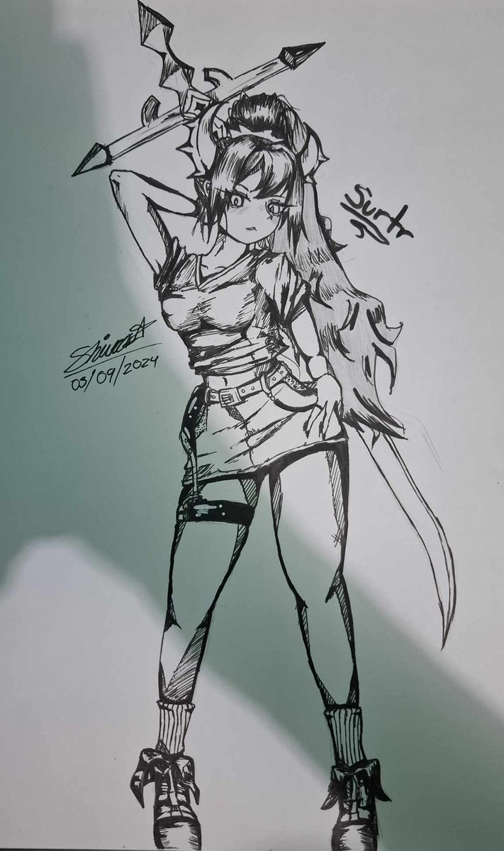 ShiroGSXR's tweet photo. Wasn't feeling like drawing on the cheap ass tablet i have so did a Surtr on ink this time lol.
#ARKNIGHTS #Arknights2ndAnniv #sfw #nsfw #surtr #fanart https://t.co/JX4DAuuP6f