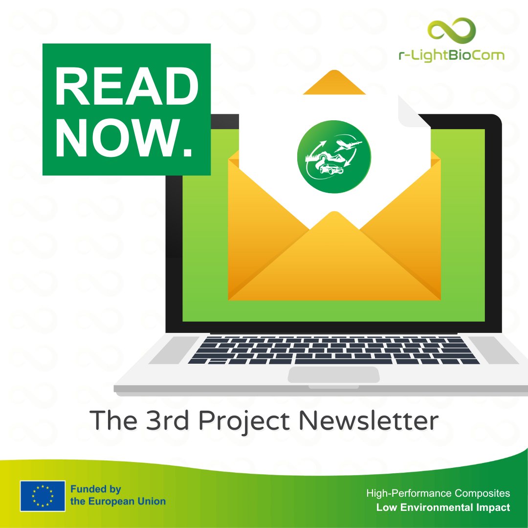 Our 3rd project newsletter is OUT NOW! 💥

Read the latest project activities, developments and insights into bio-based #HighPerformanceComposites developed in the EU project r-LightBioCom.

READ HERE: r-lightbiocom.eu/wp-content/upl…