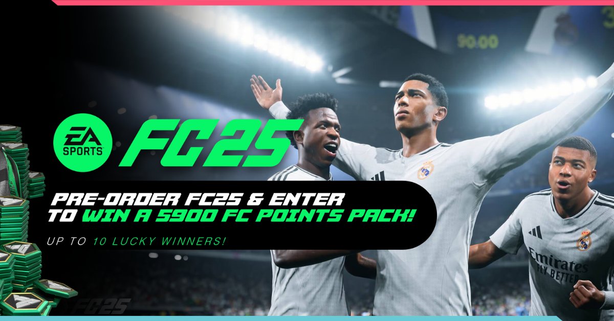 LoadedEN's tweet photo. Do you want to score big?! ⚽ 

Pre-order FC25 now and enter for a chance to win a 5900 FC Points Pack! 🎮 Up to 10 lucky winners will be selected—don’t miss out! 🏆  https://t.co/KsZ66wrt3M 

T&amp;Cs Apply.

#FC25 #PreOrderBonus #CDKeys https://t.co/CLiSiGSIO2