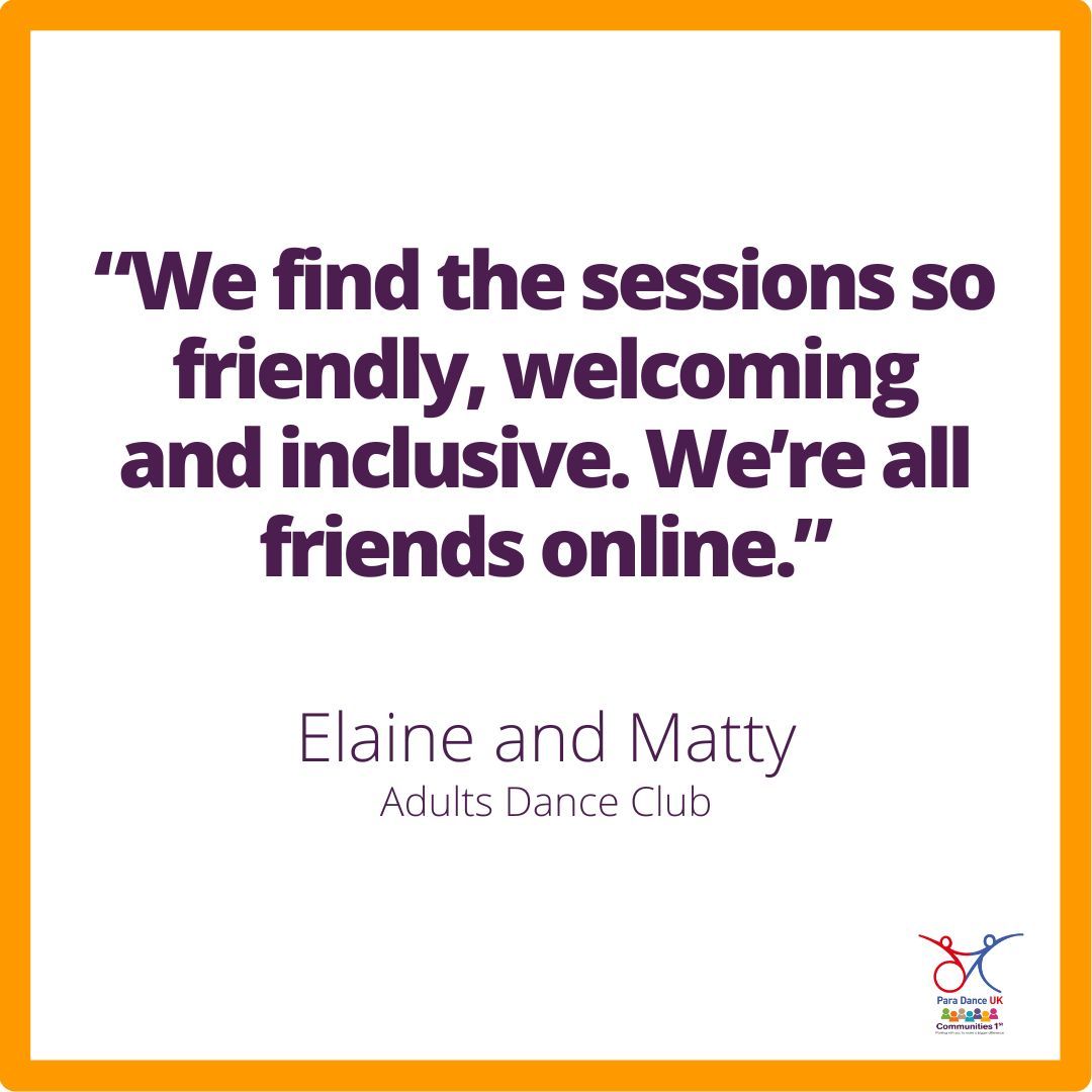 It's not just Elaine and Matty who enjoy our inclusive dance classes! An attendee at yesterday's class told us she loved it 😍 

Our classes are perfect for getting active in the comfort of your own home. They're open to anyone who would like to dance: buff.ly/3JwmaG9