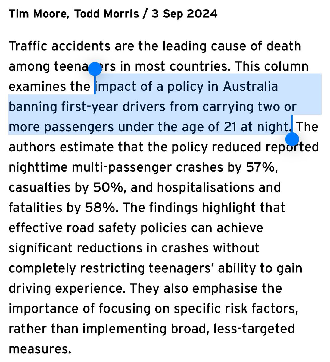 Teen driving restrictions that can save lives: new evidence <a href="/voxeu/">VoxEU</a> 
👉 cepr.org/voxeu/columns/… <a href="/PurdueEcon/">Purdue Econ, Assoc.</a> <a href="/cepr_org/">CEPR</a>