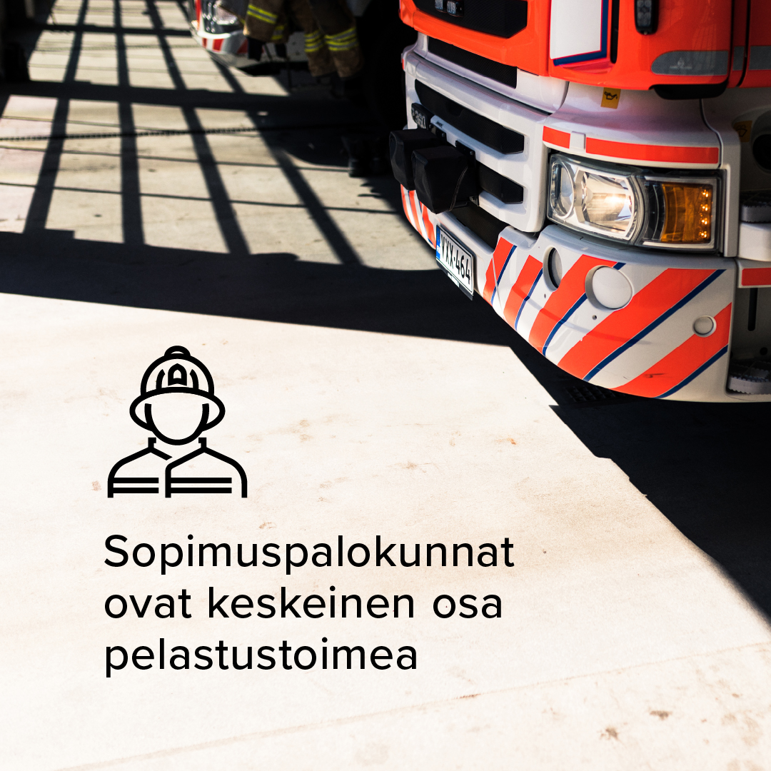 Vapaaehtoistoiminta ja sopimuspalokunnat ovat tärkeä osa pelastustoimea. 

Sopimuspalokuntien merkitys korostuu harvaan asutulla alueella, jossa ne ovat mukana noin 90 % pelastustoimen hälytystehtävistä.

Hyvää sopimuspalokuntaviikkoa!

#pelastustoimi