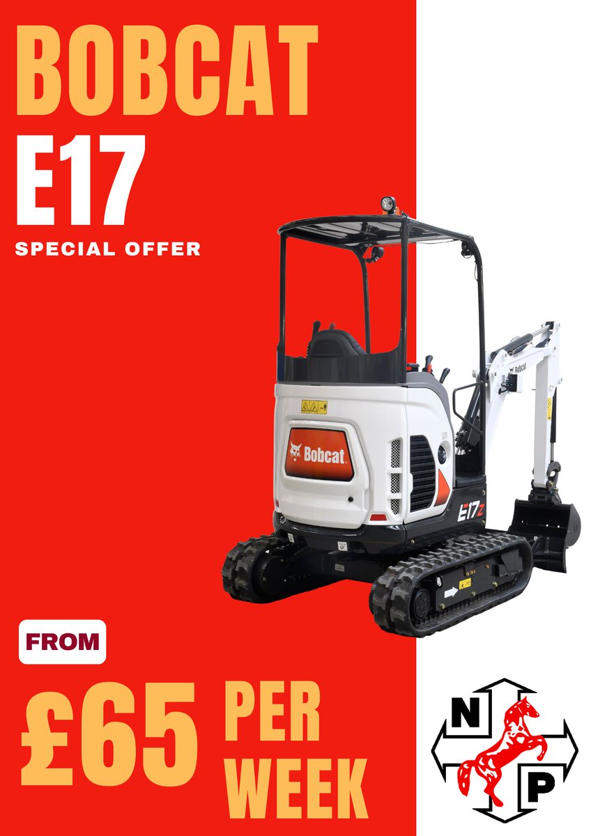 Get a brand new #Bobcat E17 on finance from just £65 per week!! 😍

This is a great saving and you can even get 0% finance for up to two years!

This price is based on a 10% deposit with costs spread over 5 years.

Please get in touch today to get your new Bobcat!

@ballyveseyltd