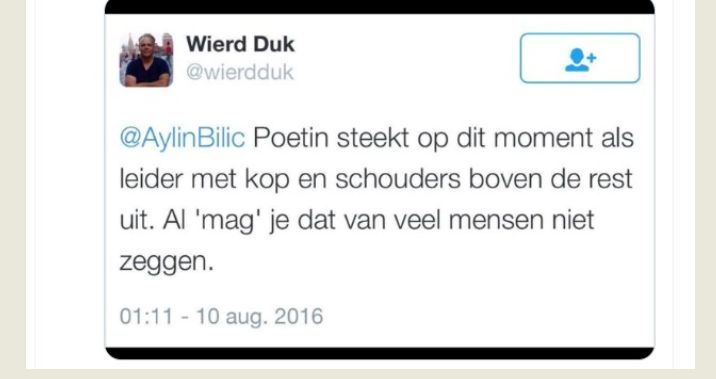 vatniksoep_nl's tweet photo. 12/18  Duk heeft zich meermaals positief  uitgelaten over Poetin tussen 2016 en 2020. Zo ziet hij Poetin als 'alfa beest', sterke man en autocraat. Poetin was de man die orde op zaken stelde en de Russen hadden het beter dan ooit (2016). Hij stak er als leider ver bovenuit. https://t.co/JJyAFSEriN