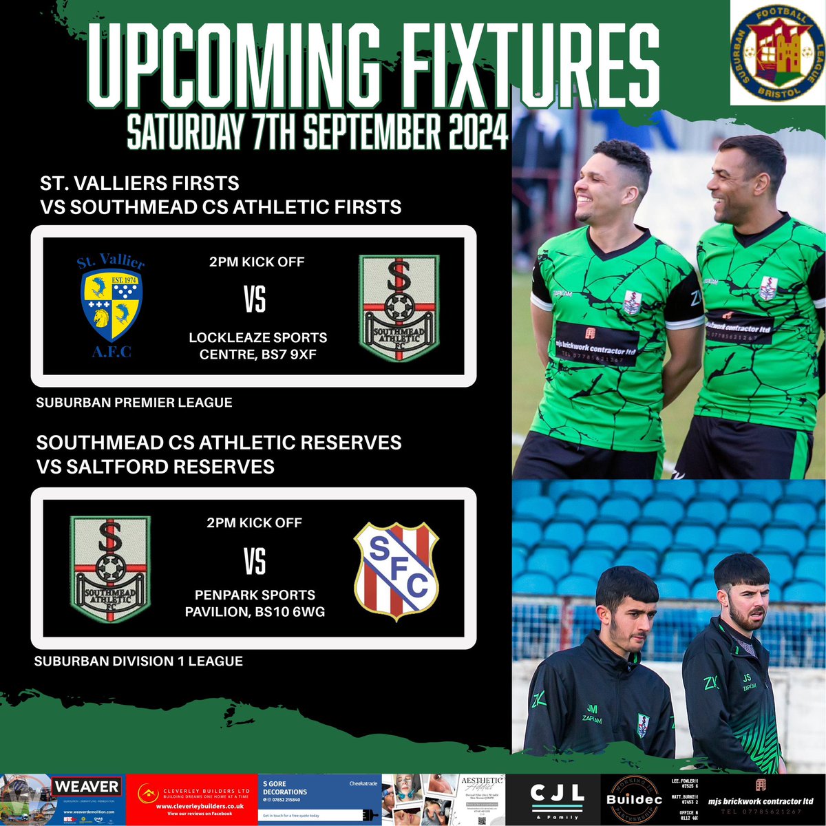 AthelticFc's tweet photo. League fixtures👏🏻🟢⚪️

Firsts vs @stvalliermens 

Reserves vs @Saltford_FC Res 

Here we go… the league is finally here. Both teams have had solid pre seasons with plenty of goals and plenty of minutes across all the players!👏🏻👏🏻

@BristolSuburban 

UTM🟢⚪️ https://t.co/qQBTQEN0KL