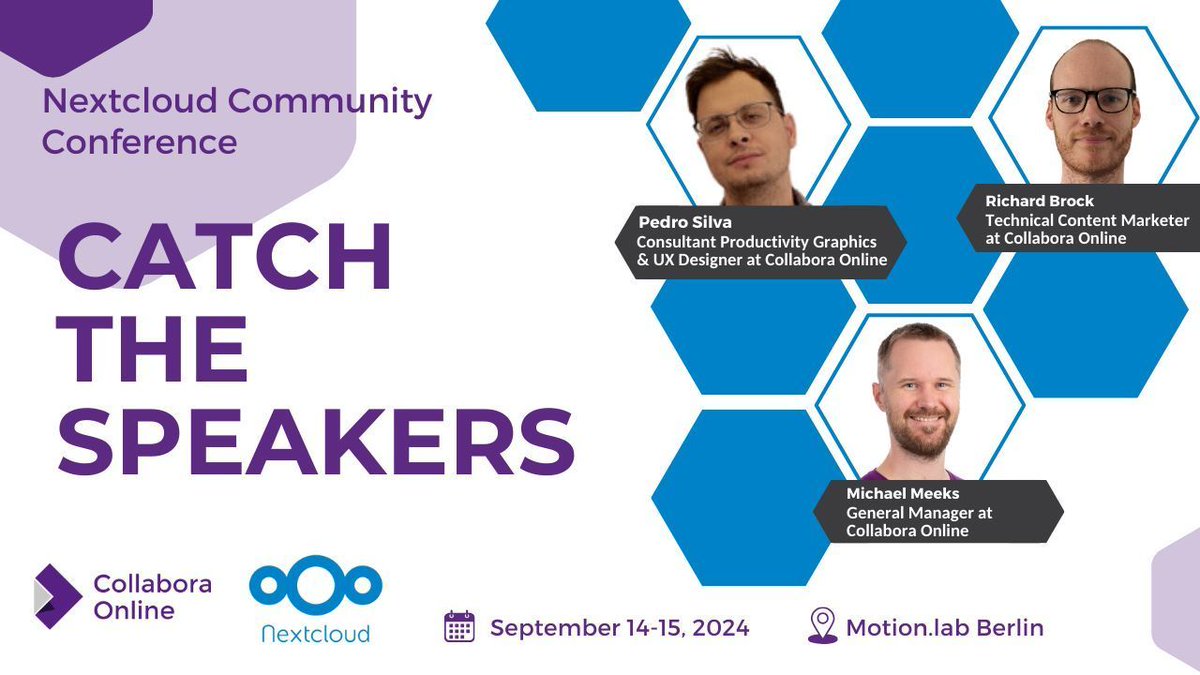 CollaboraOffice's tweet image. 📢 Exciting News! The #CollaboraOnline team will be at the #Nextcloud Conference in Berlin on September 14-15! Join us and catch our speakers in action: 

🎙️ Fly Through Form Filling and Run Through the Latest Impress Slideshow Features with Richard Brock. 

🎙️ Explore the Latest