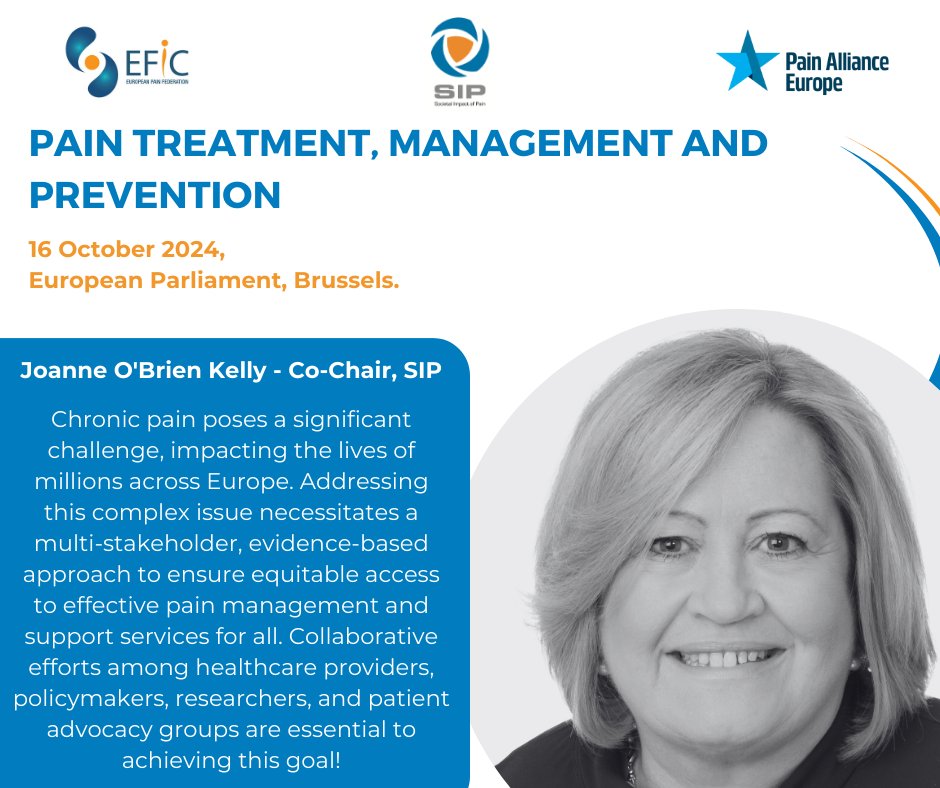 Societal Impact Pain (SIP) Platform (@sip_painpolicy) on Twitter photo "Access to treatment is a concrete and pressing issue among millions in Europe". Here are <a href="/joanneOBKelly/">Joanne O’Brien (Kelly)</a>'s thoughts on this crucial matter.
Secure your spot at SIP's event, hosted by MEP <a href="/alexagiussaliba/">Alex Agius Saliba</a>, on 16 October 2024 at European Parliament here: brnw.ch/21wMiwY "Access to treatment is a concrete and pressing issue among millions in Europe". Here are <a href="/joanneOBKelly/">Joanne O’Brien (Kelly)</a>'s thoughts on this crucial matter.
Secure your spot at SIP's event, hosted by MEP <a href="/alexagiussaliba/">Alex Agius Saliba</a>, on 16 October 2024 at European Parliament here: brnw.ch/21wMiwY