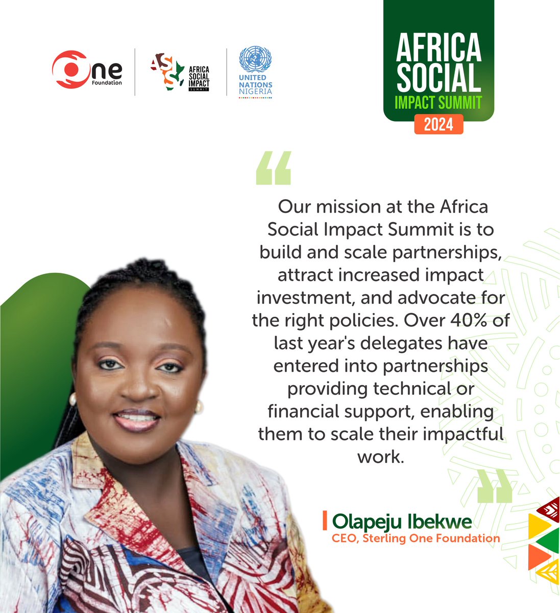 At ASIS 2024, leaders focused on sustainable development across Africa. 

Olapeju Ibekwe, CEO, Sterling One Foundation, highlights the summit's impact in forming partnerships and driving real solutions.

#ASIS2024 #SustainableDevelopment #Partnerships
