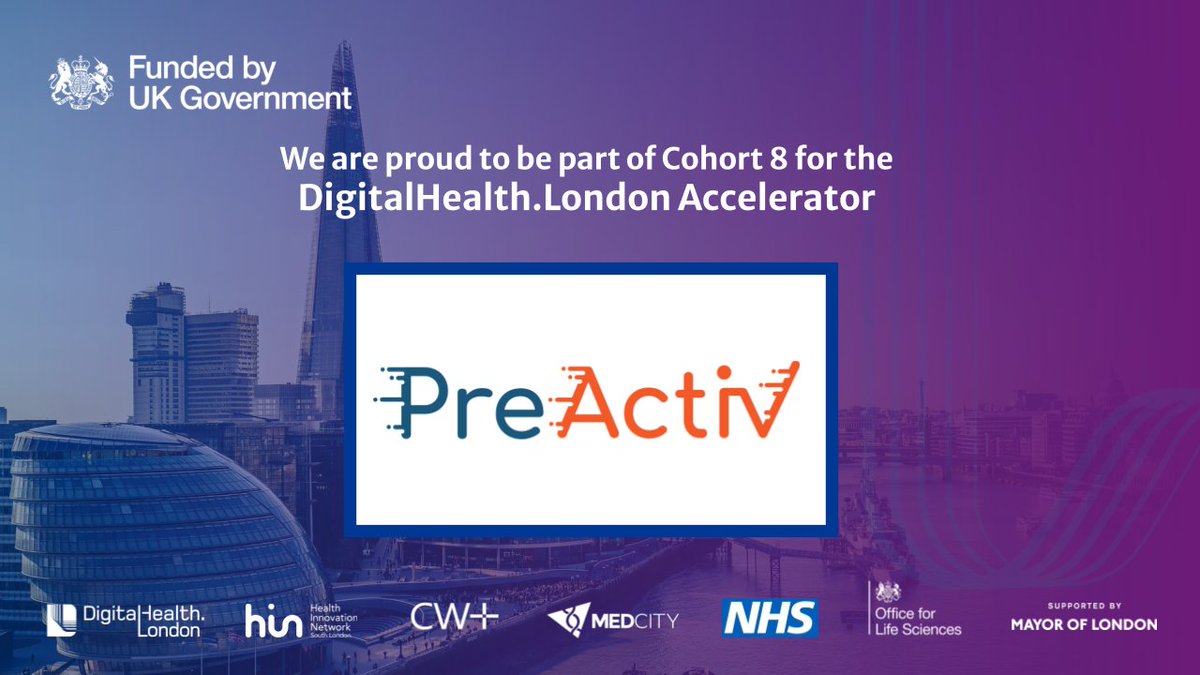 Thrilled to announce we’ve been selected for Cohort 8 of <a href="/DHealthLDN/">DigitalHealth.London</a> 's #DHLAccelerator!

Excited for the next 12 months as we work to transform the #NHS and #SocialCare for the better.

Find out more: digitalhealth.london/introducing-th…