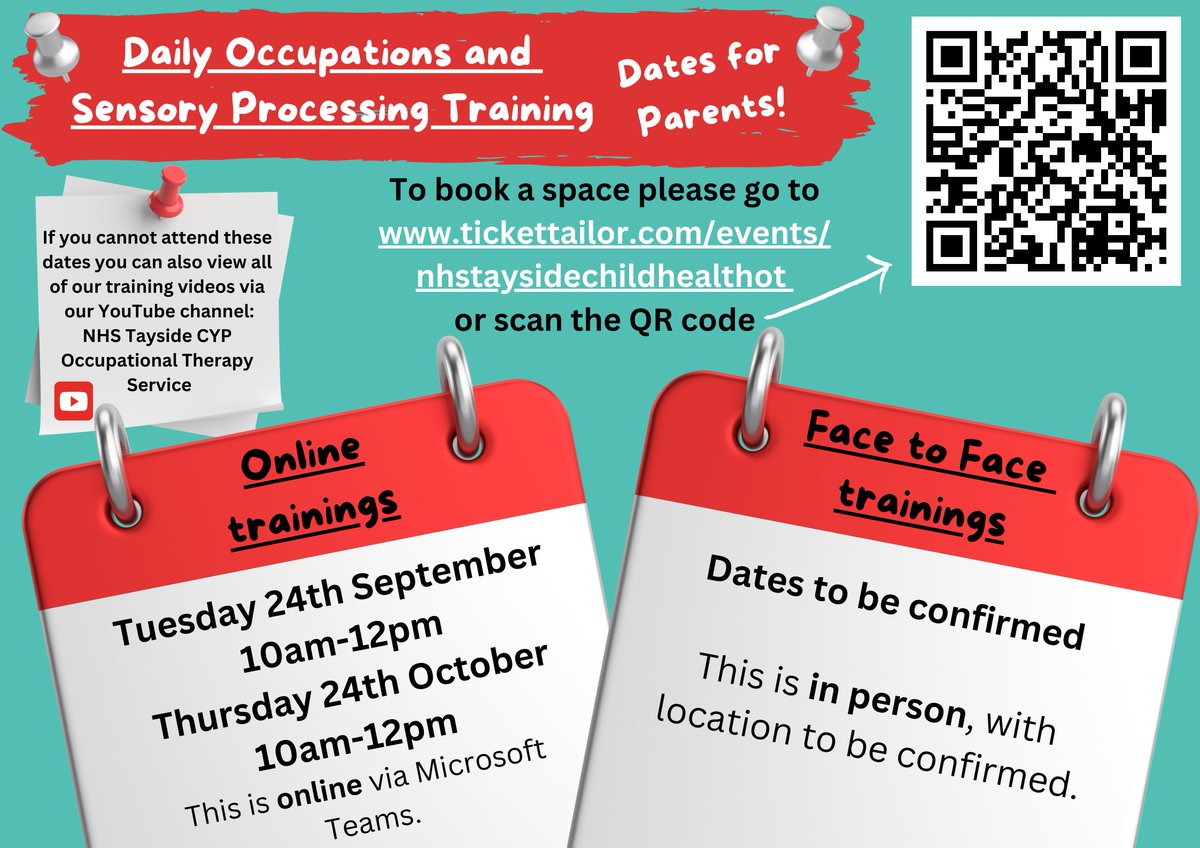 ✨Sensory Processing Training for parents✨
See the picture below for training dates and how to book on!
tickettailor.com/events/nhstays… 
For more info see our website:
nhstayside.scot.nhs.uk/OurServicesA-Z…