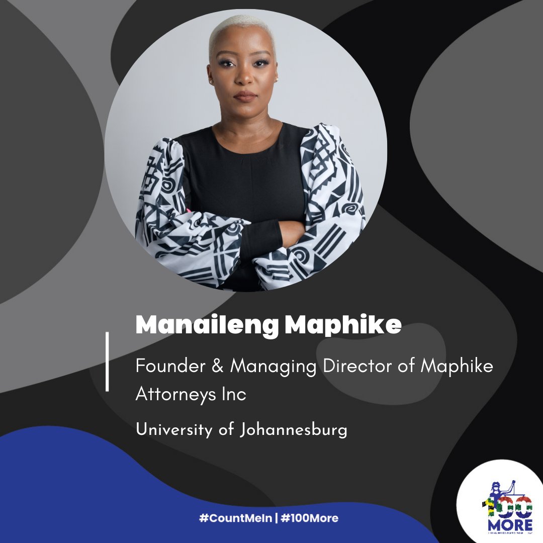 “Honoured to be a woman in law in the company of trailblazers who forged a path for me to be in the legal fraternity. The likes of mam Finca who opened the door for me as a black woman in law have inspired me to continue my journey in law with integrity.”  #100more <a href="/MaphikeInc/">Maphike Attorneys Inc</a>
